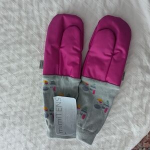 Pink and Gray Kids Mittens